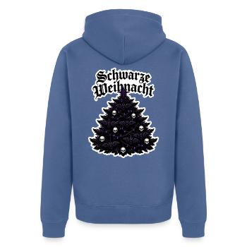 Schwarze Weihnacht Gothic Tannenbaum Fledermaus - Unisex Premium Bio Zip Hoodie - Taubenblau - Hinten - Nico (187cm)