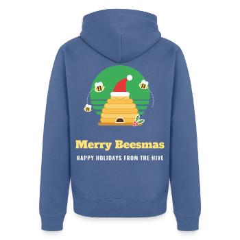 Fröhliche Bienen, lustige Imker, Weihnachten, Honig - Unisex Premium Bio Zip Hoodie - Taubenblau - Hinten - Nico (187cm)
