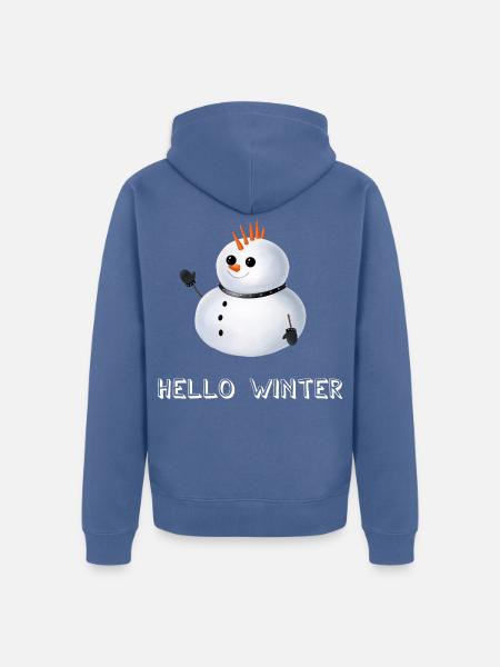 Hello Winter - Punk Schneemann - Unisex Premium Bio Zip Hoodie - Taubenblau