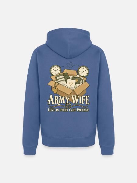 Armee Ehefrau Militär Ehefrau Einsatz - Unisex Premium Bio Zip Hoodie - Taubenblau