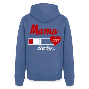 Mama Loading 2027 Herz - Unisex Premium Bio Zip Hoodie - Taubenblau - Hinten - Nico (187cm)