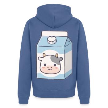 Milch - Unisex Premium Bio Zip Hoodie - Taubenblau - Hinten - Nico (187cm)