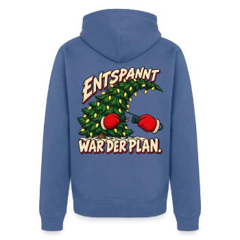 Entspannt war der Plan – Weihnachtsbaum - Unisex Premium Bio Zip Hoodie - Taubenblau - Hinten - Nico (187cm)