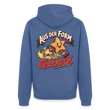 Aus der Form geraten – Lustiges Plätzchen - Unisex Premium Bio Zip Hoodie - Taubenblau - Hinten - Nico (187cm)