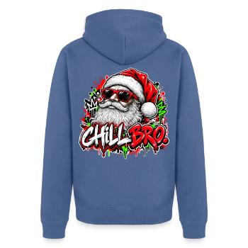  Chill Bro Entspannter Weihnachtsmann Mit - Unisex Premium Bio Zip Hoodie - Taubenblau - Hinten - Nico (187cm)