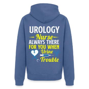 Für Krankenschwestern In Der Urologie-Pflegerin - Unisex Premium Bio Zip Hoodie - Taubenblau - Hinten - Nico (187cm)
