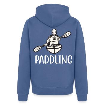 kajak paddeln paddling kanu paddel boot - Unisex Premium Bio Zip Hoodie - Taubenblau - Hinten - Nico (187cm)