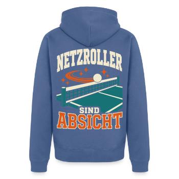 Netzroller sind Absicht – Lustiges Tischtennis - Unisex Premium Bio Zip Hoodie - Taubenblau - Hinten - Nico (187cm)