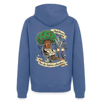 Apfelbaum Pfleger - Unisex Premium Bio Zip Hoodie - Taubenblau - Hinten - Nico (187cm)