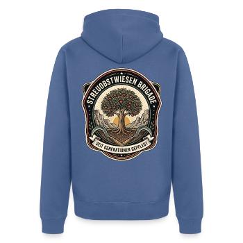Streuobst Experte - Unisex Premium Bio Zip Hoodie - Taubenblau - Hinten - Nico (187cm)