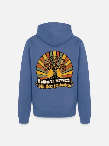 Mediterran Olivenbaum - Unisex Premium Bio Zip Hoodie - Taubenblau