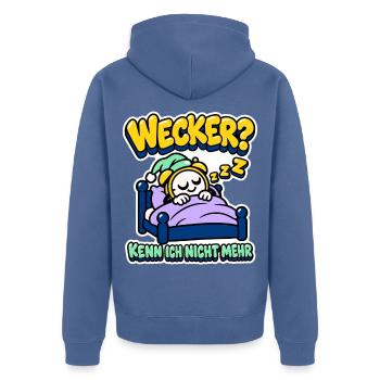 Wecker? Kenn ich nicht mehr - Rente - Unisex Premium Bio Zip Hoodie - Taubenblau - Hinten - Nico (187cm)
