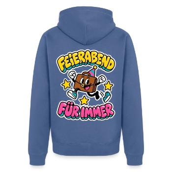 Feierabend für immer - Aktentasche Rente - Unisex Premium Bio Zip Hoodie - Taubenblau - Hinten - Nico (187cm)