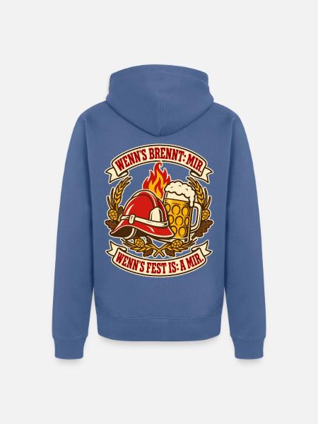 Feuerwehr Wenns brennt mir - Unisex Premium Bio Zip Hoodie - Taubenblau