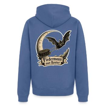 Fledermaus statt Rentier Gothic Weihnachten Shirt - Unisex Premium Bio Zip Hoodie - Taubenblau - Hinten - Nico (187cm)