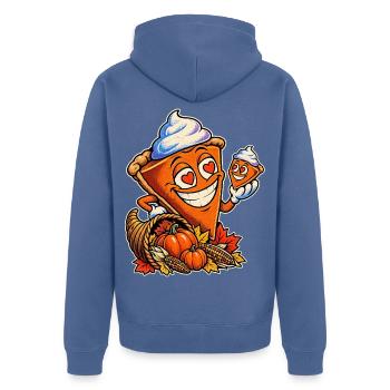 Herbstkuchen-Lächel-Schnitte - Unisex Premium Bio Zip Hoodie - Taubenblau - Hinten - Nico (187cm)