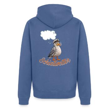 Schietwetter - Unisex Premium Bio Zip Hoodie - Taubenblau - Hinten - Nico (187cm)