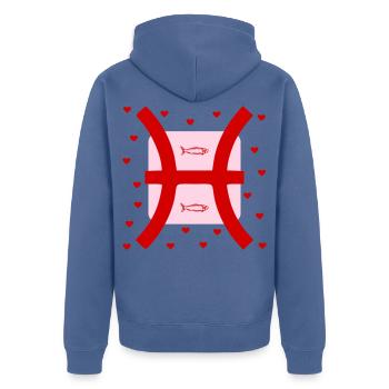 Geburtstag Fische, Februar März - Unisex Premium Bio Zip Hoodie - Taubenblau - Hinten - Nico (187cm)