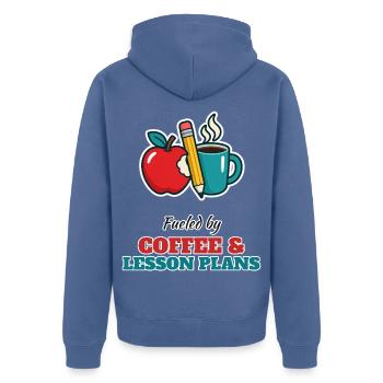 Coffee and Lesson Plans – Lehrer Humor - Unisex Premium Bio Zip Hoodie - Taubenblau - Hinten - Nico (187cm)