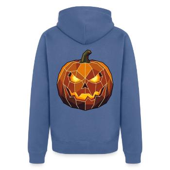 Halloween Poly Kürbis - Unisex Premium Bio Zip Hoodie - Taubenblau - Hinten - Nico (187cm)