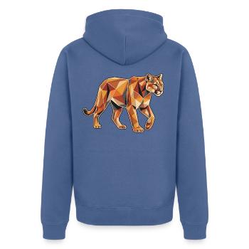 Poly Stil Löwin - Unisex Premium Bio Zip Hoodie - Taubenblau - Hinten - Nico (187cm)