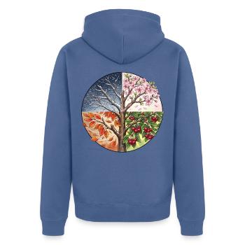 4 Jahreszeiten Baum - Unisex Premium Bio Zip Hoodie - Taubenblau - Hinten - Nico (187cm)