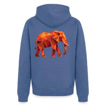 Poly Stil Elefant - Unisex Premium Bio Zip Hoodie - Taubenblau - Hinten - Nico (187cm)