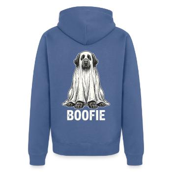 Boofie – Halloween-Neufundlandhund Newfie-Papa - Unisex Premium Bio Zip Hoodie - Taubenblau - Hinten - Nico (187cm)