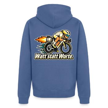 Rennradfahrer Radsport Training Watt statt Worte - Unisex Premium Bio Zip Hoodie - Taubenblau - Hinten - Nico (187cm)