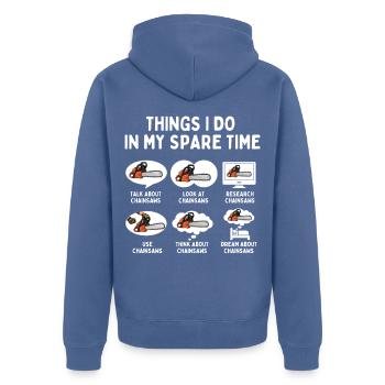 Dinge, die ich in meiner Freizeit tue – lustiges Arboristengeschenk - Unisex Premium Bio Zip Hoodie - Taubenblau - Hinten - Nico (187cm)