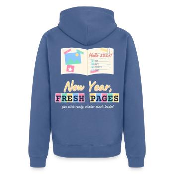 Neujahr Frische Seiten Junk Journal Scrapbooking - Unisex Premium Bio Zip Hoodie - Taubenblau - Hinten - Nico (187cm)