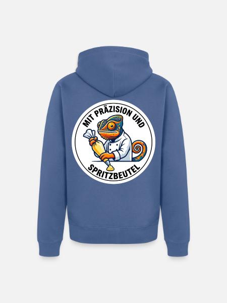 Präzision Spritzbeutel Chamäleon Konditor - Unisex Premium Bio Zip Hoodie - Taubenblau