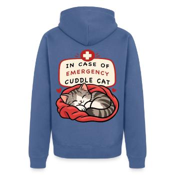 Notfall-Kuschelkatze - Unisex Premium Bio Zip Hoodie - Taubenblau - Hinten - Nico (187cm)