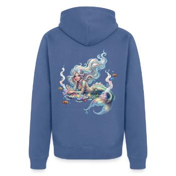 Ozeanische Kuchen-Meerjungfrau - Unisex Premium Bio Zip Hoodie - Taubenblau - Hinten - Nico (187cm)