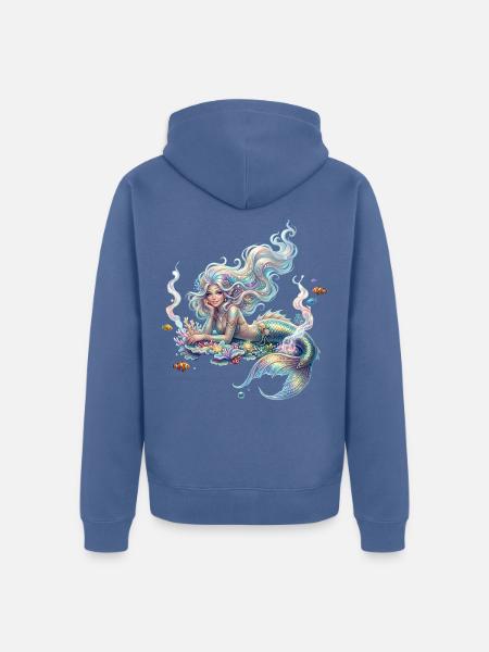 Ozeanische Kuchen-Meerjungfrau - Unisex Premium Bio Zip Hoodie - Taubenblau