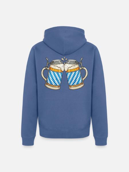 Prost Bayerische Bierkrüge - Unisex Premium Bio Zip Hoodie - Taubenblau