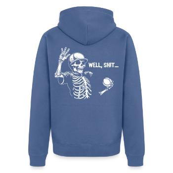 Well Shit Skeleton Lost Baseball Halloween - Unisex Premium Bio Zip Hoodie - Taubenblau - Hinten - Nico (187cm)