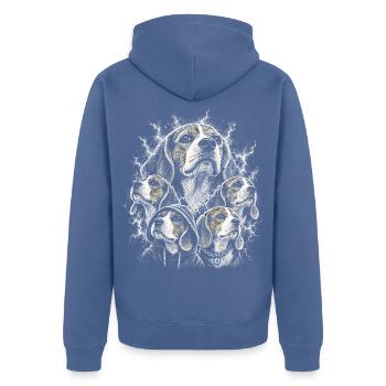 Hunde-Collage im Nebel-Look - Unisex Premium Bio Zip Hoodie - Taubenblau - Hinten - Nico (187cm)