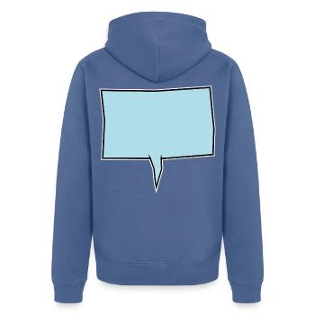 Eckige Sprechblase in Türkis - Unisex Premium Bio Zip Hoodie - Taubenblau - Hinten - Nico (187cm)