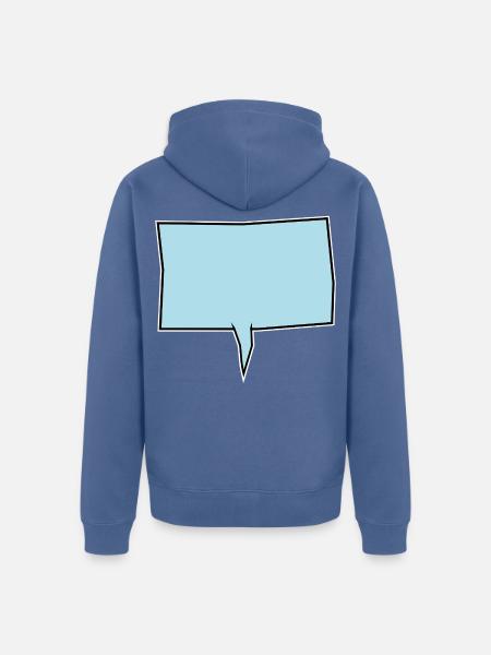 Eckige Sprechblase in Türkis - Unisex Premium Bio Zip Hoodie - Taubenblau