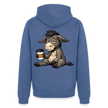 Esel Eselchen Eselhalter Muli Langohresel Muli - Unisex Premium Bio Zip Hoodie - Taubenblau - Hinten - Nico (187cm)