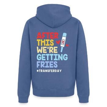 Embryo Transfer Tag Fötus - Unisex Premium Bio Zip Hoodie - Taubenblau - Hinten - Nico (187cm)