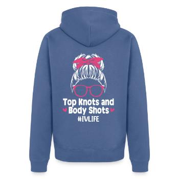 Embryo Transfer Tag Fötus - Unisex Premium Bio Zip Hoodie - Taubenblau - Hinten - Nico (187cm)