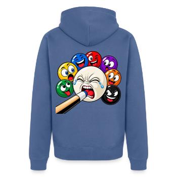 Lustige Billard Motive - Sports-Bar Bilder - Unisex Premium Bio Zip Hoodie - Taubenblau - Hinten - Nico (187cm)