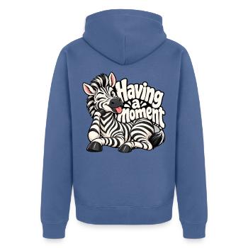 Zebra - Unisex Premium Bio Zip Hoodie - Taubenblau - Hinten - Nico (187cm)