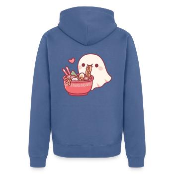 Der süße Geist liebt es, japanische Ramen-Nudeln zu essen - Unisex Premium Bio Zip Hoodie - Taubenblau - Hinten - Nico (187cm)