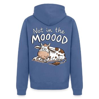 Not In The MOOOOD Kuh Wortspiel Tierhumor - Unisex Premium Bio Zip Hoodie - Taubenblau - Hinten - Nico (187cm)
