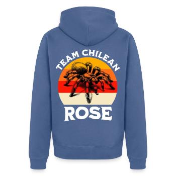 Team Chile Vogelspinne - Unisex Premium Bio Zip Hoodie - Taubenblau - Hinten - Nico (187cm)