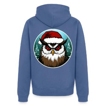 Weihnachten Eulen - Unisex Premium Bio Zip Hoodie - Taubenblau - Hinten - Nico (187cm)