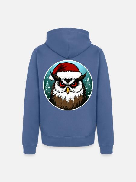 Weihnachten Eulen - Unisex Premium Bio Zip Hoodie - Taubenblau
